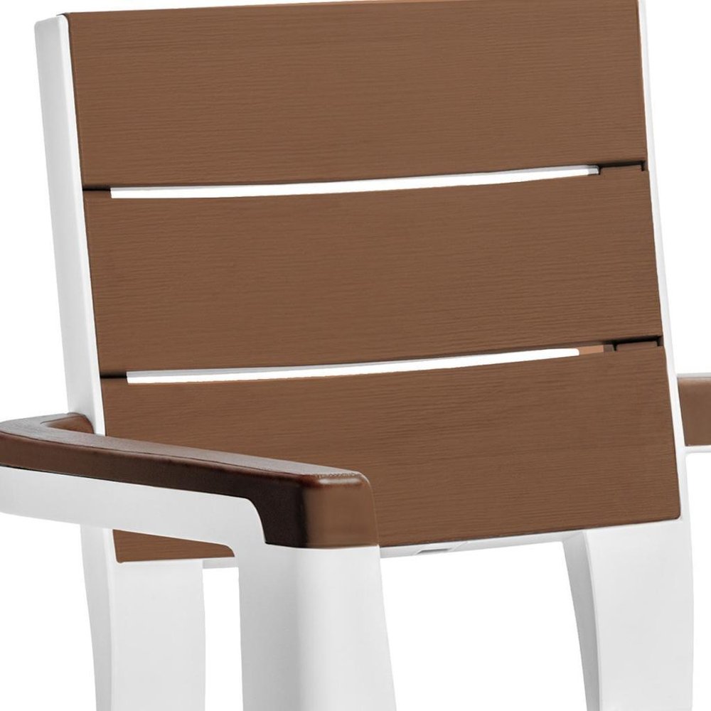 Set of Four White Textured Heavy Duty Plastic Outdoor Stacking Arm Chairs  Warm Home View