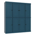 72" Teal Blue Solid Wood 8 Two Drawer Pantry Or Storage Closet  Warm Home View