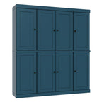 72" Teal Blue Solid Wood 8 Two Drawer Pantry Or Storage Closet  Warm Home View