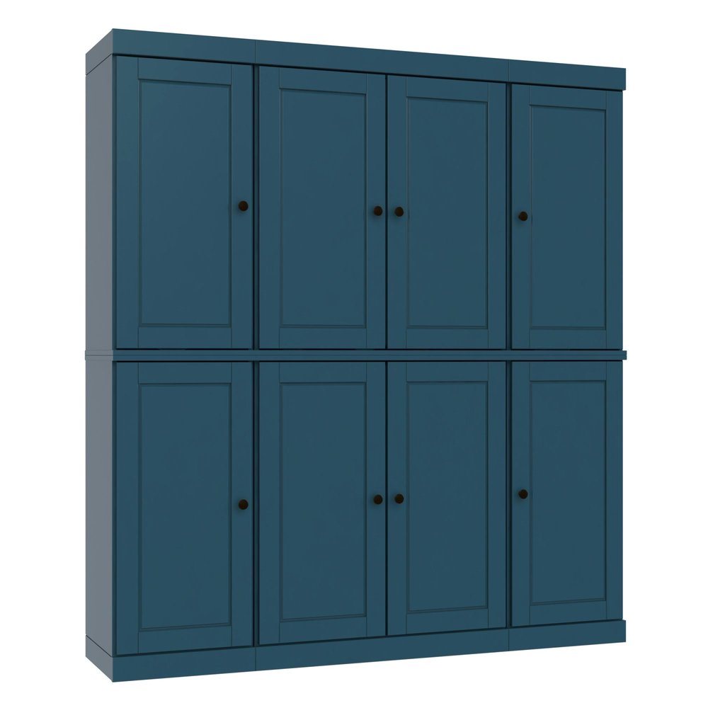 72" Teal Blue Solid Wood 8 Two Drawer Pantry Or Storage Closet  Warm Home View