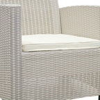Three Piece Taupe and Beige Plastic Upholstered Cushions Two Person Seating Group With Table  Warm Home View