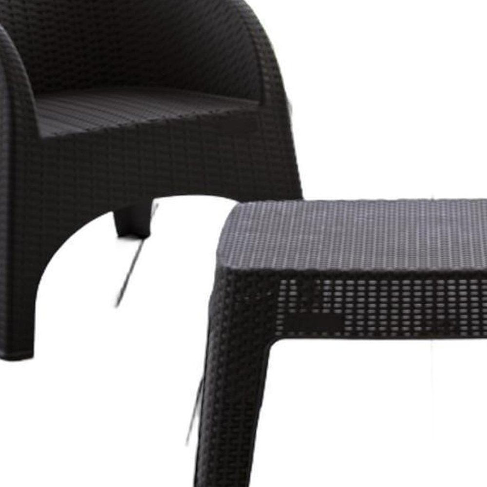 Three Piece Espresso Plastic Two Person Seating Group With Table  Warm Home View