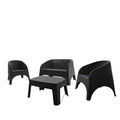 Four Piece Espresso Plastic Outdoor Patio Set With Table  Warm Home View