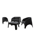 Four Piece Espresso Plastic Outdoor Patio Set With Table  Warm Home View