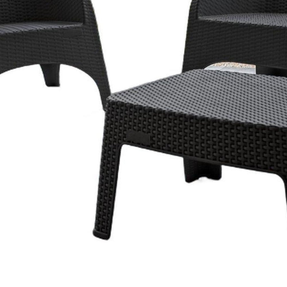 Four Piece Espresso Plastic Outdoor Patio Set With Table  Warm Home View