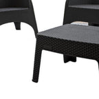 Four Piece Espresso Plastic Outdoor Patio Set With Table  Warm Home View