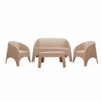 Four Piece Taupe Plastic Outdoor Patio Set With Table  Warm Home View
