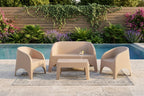 Four Piece Taupe Plastic Outdoor Patio Set With Table  Warm Home View