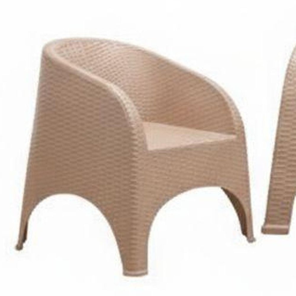 Four Piece Taupe Plastic Outdoor Patio Set With Table  Warm Home View