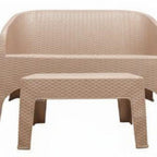 Four Piece Taupe Plastic Outdoor Patio Set With Table  Warm Home View