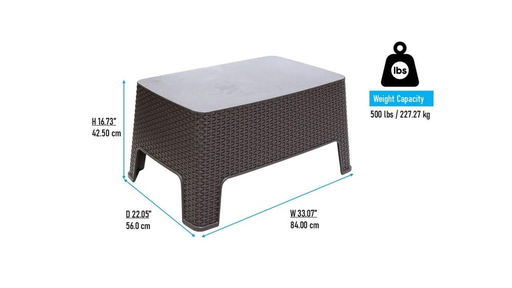 Four Piece Espresso and Beige Plastic Upholstered Cushions Outdoor Patio Set With Table  Warm Home View