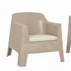 Four Piece Taupe and Beige Plastic Upholstered Cushions Outdoor Patio Set With Table  Warm Home View