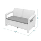 4-Piece Outdoor Patio Conversation Set - White Resin Frame with Beige All-Weather Cushions  Warm Home View