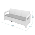 4-Piece Outdoor Patio Conversation Set - White Resin Frame with Beige All-Weather Cushions  Warm Home View