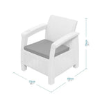 4-Piece Outdoor Patio Conversation Set - White Resin Frame with Beige All-Weather Cushions  Warm Home View