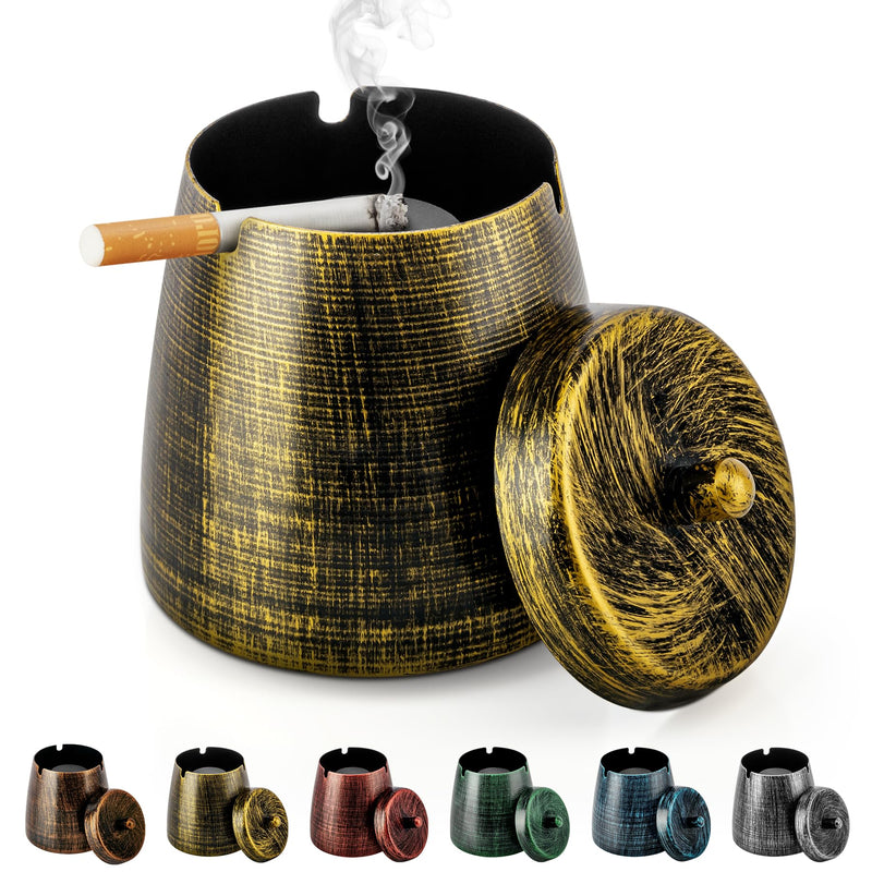 Metal Outdoor Ashtray with Lid - Windproof Tabletop, 1-Piece  Warm Home View