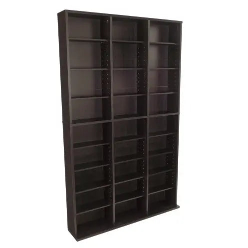 Media Shelving Unit, 6 Fixed Shelves, 18 Adjustable Shelves, Wide Base For Stability In Espresso Brown  Warm Home View
