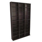 Media Shelving Unit, 6 Fixed Shelves, 18 Adjustable Shelves, Wide Base For Stability In Espresso Brown  Warm Home View