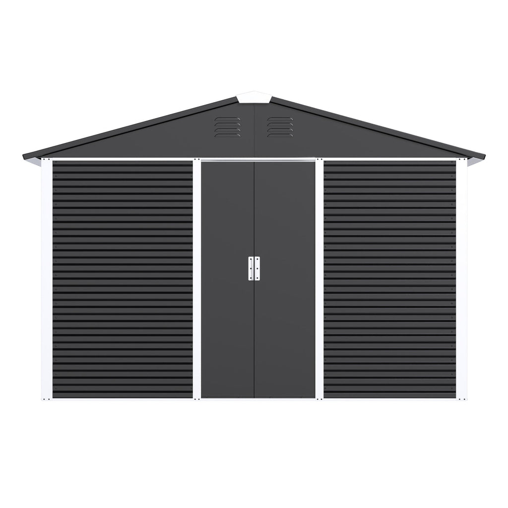 Metal Outdoor Garden Storage Shed - Galvanized Steel, 1-Piece  Warm Home View