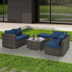 4-Piece All-Weather PE Wicker Patio Conversation Set with Glass Table - Brown  Warm Home View