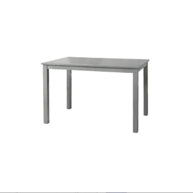 5-Piece Grey Wood Finish Dining Set with 4 Beige Fabric Upholstered Chairs  Warm Home View