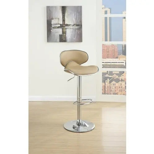 Adjustable Brown Faux Leather Bar Stools 2-Piece  Warm Home View