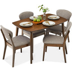 Mid-Century Modern Dining Set Walnut/Gray 5-Piece  Warm Home View