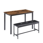 Industrial Style Dining Table Set Rustic Brown 3-Piece  Warm Home View