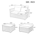 4-Piece Seasonal PE Wicker Patio Furniture Set with Tempered Glass Table - Brown  Warm Home View