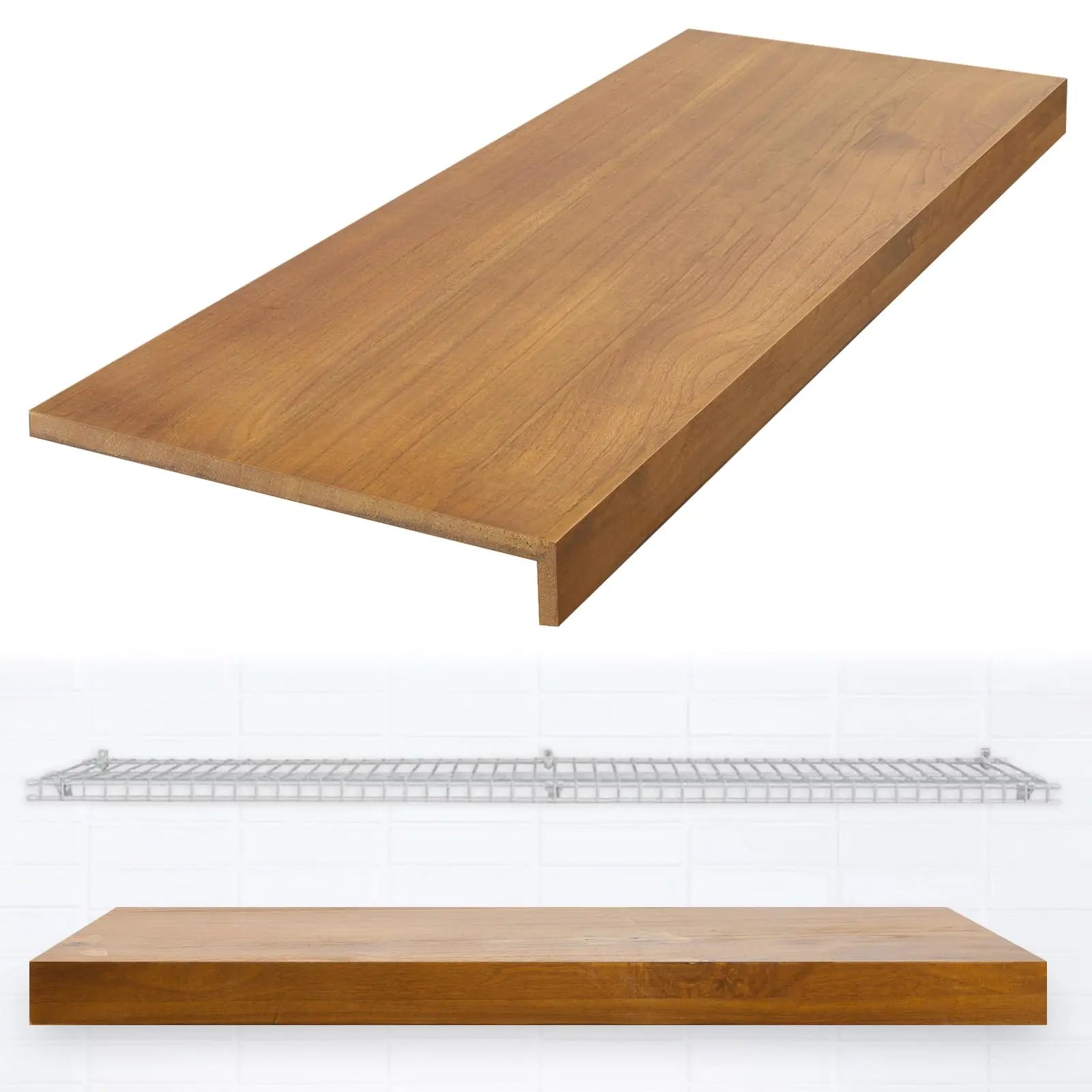Hoolerry 1 Pcs Wire Rack Cover Pantry Shelves Covers Wire Rack Shelf Liner Shelf Liners for Wire Shelving Wire Rack Shelf Cover for Bathroom Kitchen Shelving Upgrade (Wood Color32 x 16 Inch)  Warm Home View