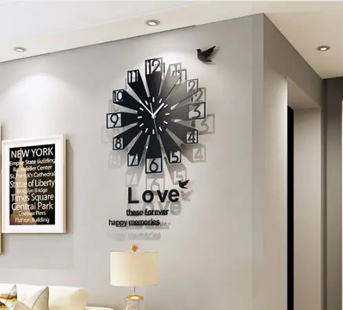 Silent Art Wall Clock with Pendulum Design  Warm Home View