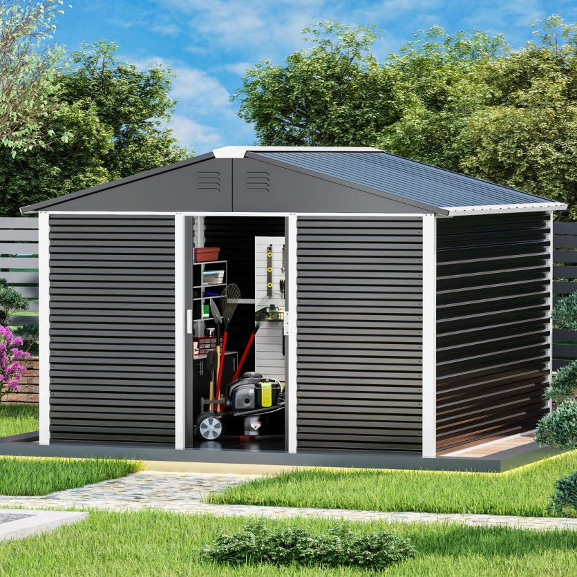 Metal Outdoor Garden Storage Shed - Galvanized Steel, 1-Piece  Warm Home View