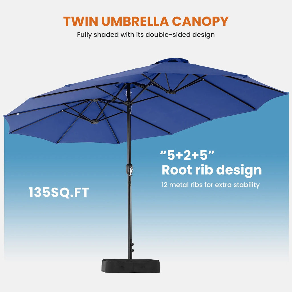 Large Outdoor Patio Umbrella - Polyester, 3-Piece Set  Warm Home View