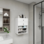C1 Modular Wooden Closet Organizer System with 2 Drawers 3 Shelves Wall Mount Shelving for Walk in Closet Bedroom Organization Built in Clothes Storage White 23.62''W x 16.04''D x 31.49''H  Warm Home View