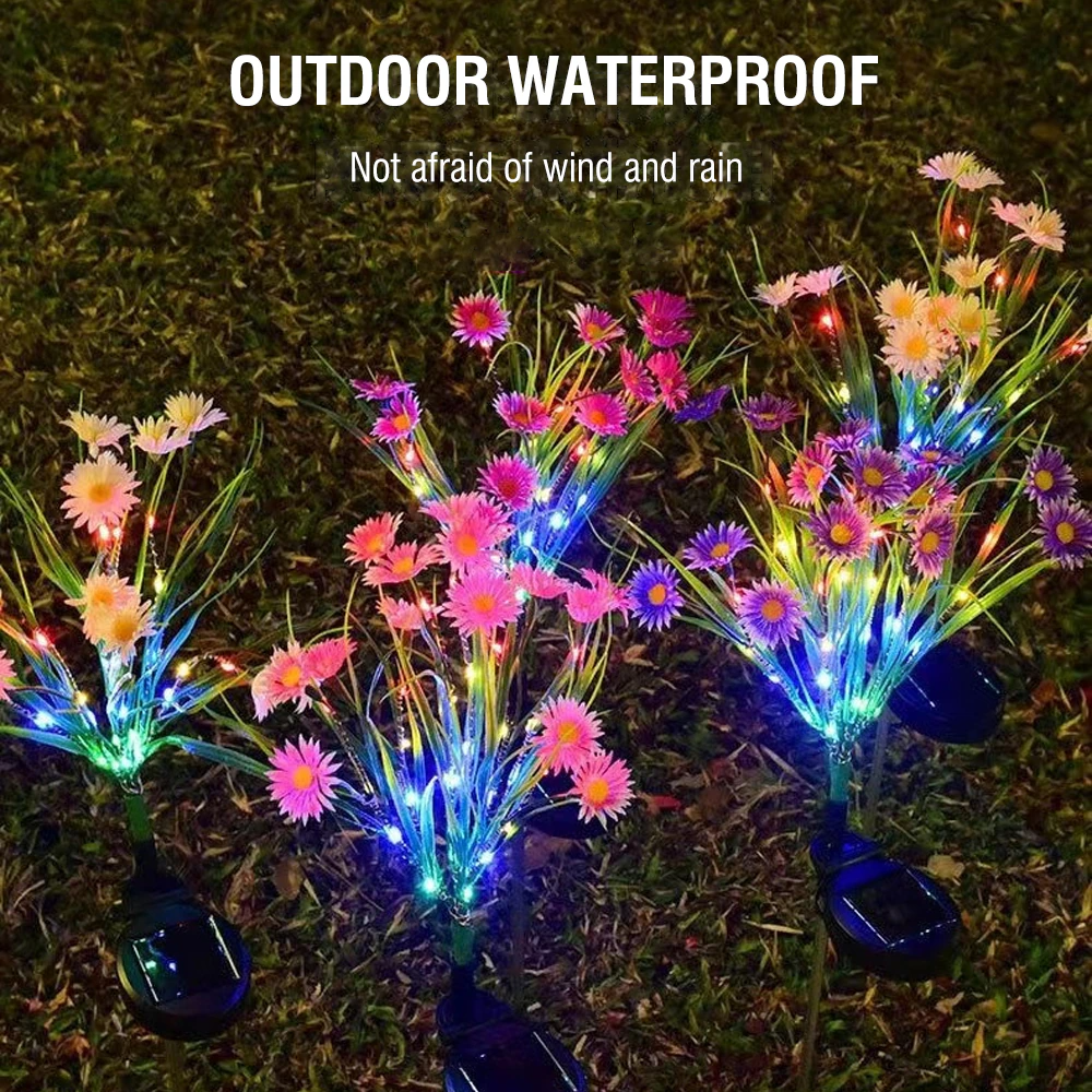 Solar Garden Stake Lights - LED Flower Waterproof, 1-Piece  Warm Home View