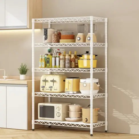 Wire Shelving Metal Storage Rack Adjustable Shelves, Standing Storage Shelf Units For Laundry Bathroom Kitchen Pantry ClosetWhite, 42L X 18W X 71H  Warm Home View