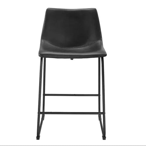 Set of 2 Industrial Black Faux Leather Counter Stools with Durable Steel Frame  Warm Home View