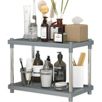 LEAIJIAFY 2 Tier Gray Bathroom Organizer ShelfKitchen Counter Shelves Spice RackPantry Storage Shelf OrganizerOpen Standing Shelving Unit for CupboardUnder SinkPlastic Mesh Shelf Design  Warm Home View