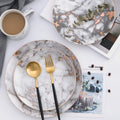 Marble Pattern Plate, Nordic Dinnerware with Gold Edge  Warm Home View