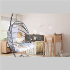 Swing Egg Chair with Stand - Gray Iron/Wicker, 1-Piece  Warm Home View