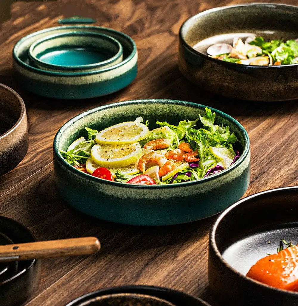Creative Glazed Ceramic Dinnerware Set (Large Bowls)  Warm Home View