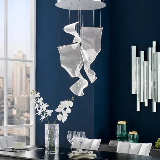 Acrylic Lace 5 Light Chandelier // Chrome  Warm Home View