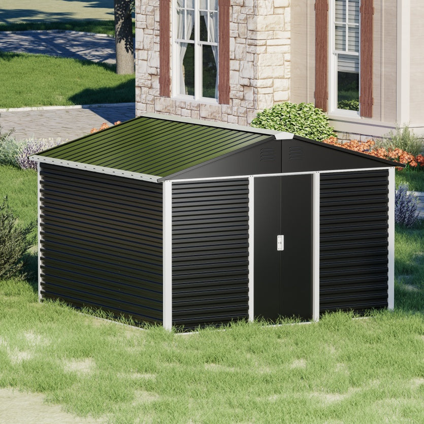 Metal Outdoor Garden Storage Shed - Galvanized Steel, 1-Piece  Warm Home View