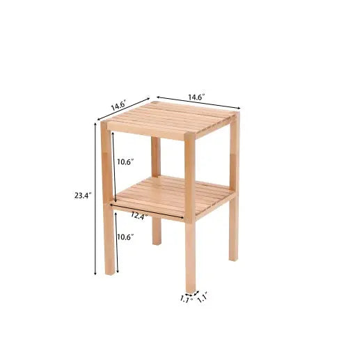 2-Tier Birch Bathroom Shelf, Narrow Shelving Unit, Multifunctional Storage Rack, Corner Rack, For Kitchen, Living Room, Bedroom, Entryway, Bathroom, Natural  Warm Home View