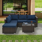 4-Piece All-Weather PE Wicker Patio Conversation Set with Glass Table - Brown  Warm Home View