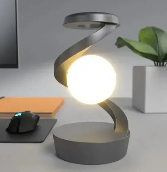 Rotating Moon Desk Lamp with Wireless Charging  Warm Home View