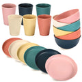 18PCS Wheat Straw Dinnerware Sets Ratulie Unbreakable Dinnerware Sets Reusable Cups Plates and Bowls Sets Microwave Dinnerware Sets for Kitchen Travel Camping  Warm Home View