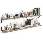 Axeman Floating Shelves for Wall 55 Inches Long | 55W x 8D Rustic Grey Wood Floating Shelves Set of 2 | 8" Deep Wall Shelves for Bathroom Kitchen Living Room | Bookshelf Display Shelves - Grey  Warm Home View
