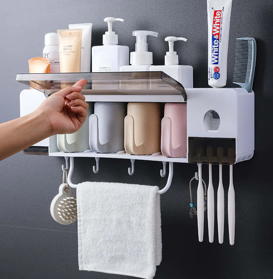 Wall-Mounted Multi-Function Bathroom Organizer Set