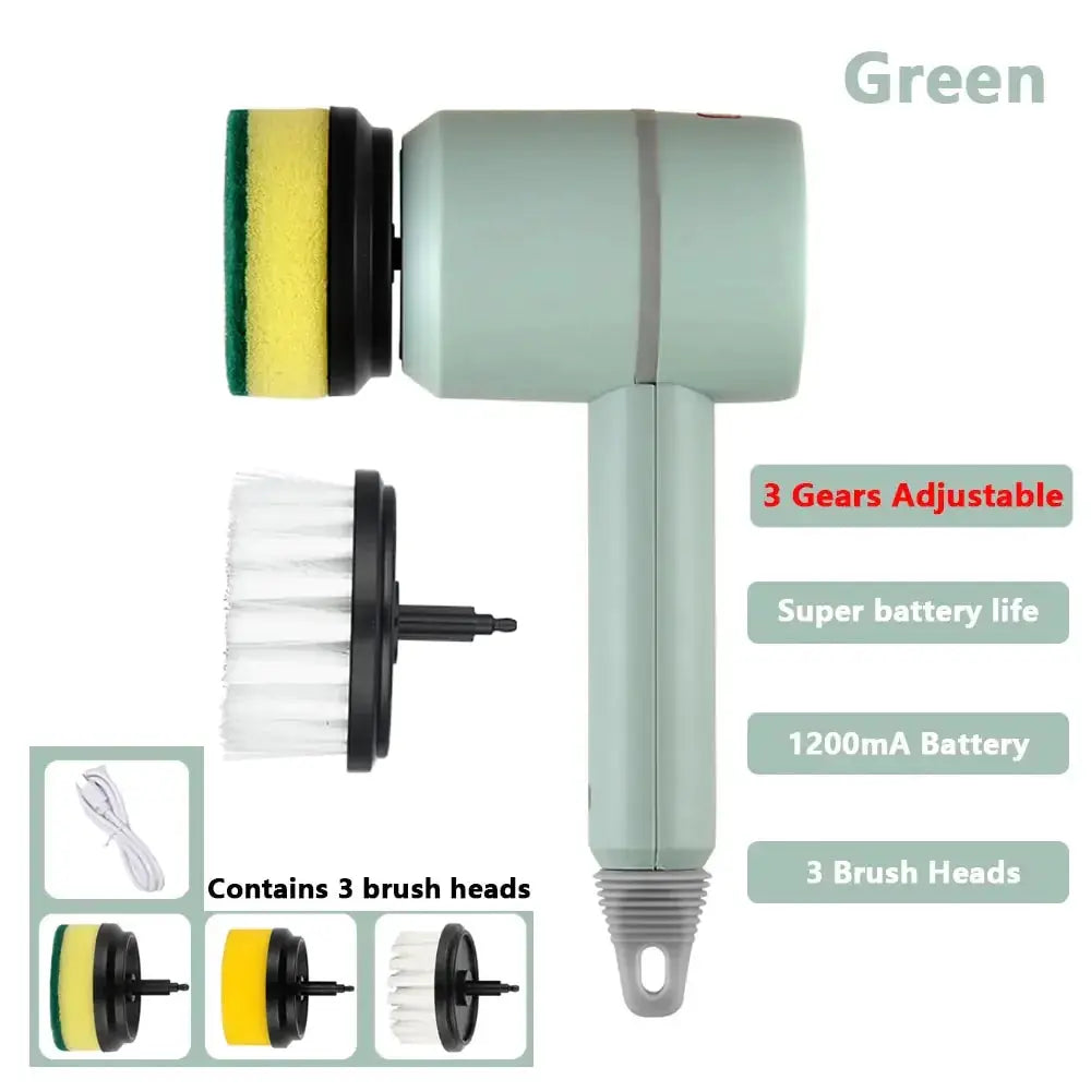 Electric Cleaning Brush 3 Brush Heads Cleaner Multifunctional  Warm Home View